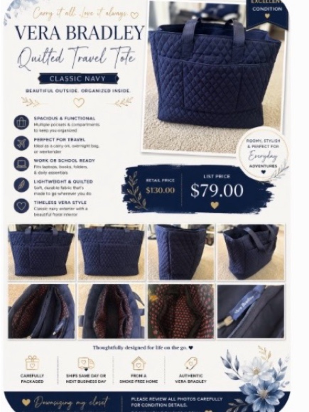 Vera Bradley Quilted Travel Tote